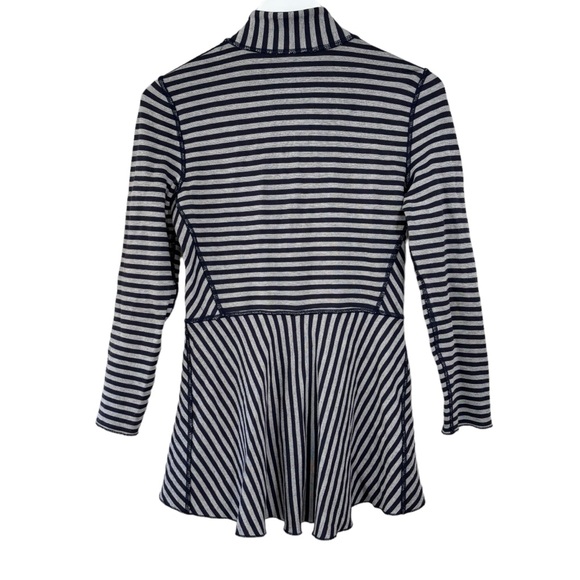 Soft surroundings navy blue gray striped Soft zip up Sweater Women size XS - Picture 9 of 12